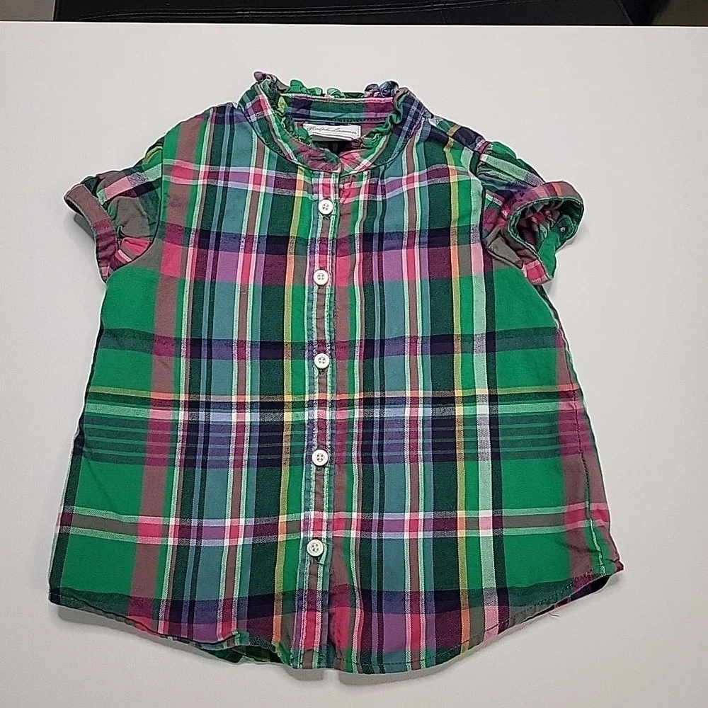 RALPH LAUREN Infant Girl Size 18mo Plaid Print‎ Long Blouse Tunic Top